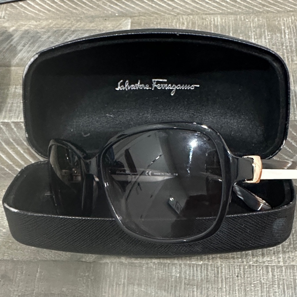 Salvatore Ferragamo Glossy Black Sunglasses